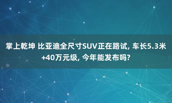 掌上乾坤 比亚迪全尺寸SUV正在路试, 车长5.3米+40万元级, 今年能发布吗?